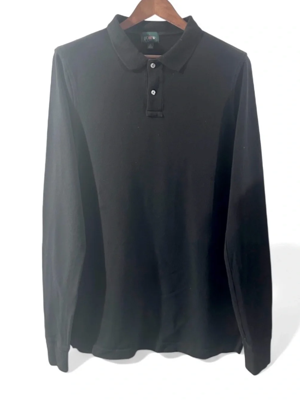 J. Crew Classic Long Sleeve Black Cotton Polo Shirt Size Men’s Large Tall